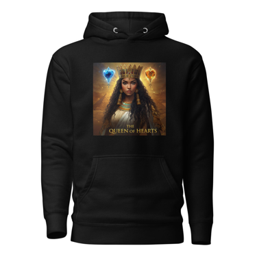 Queen of Hearts Blue & Red Hearts Cotton Unisex Hoodie
